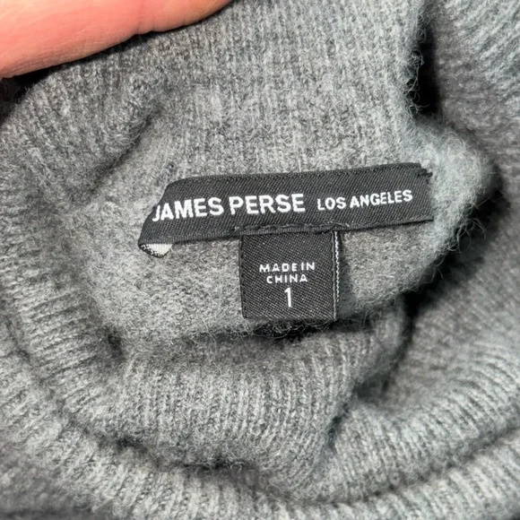 James Perse lightweight textured cashmere Gray Turtleneck sweater size Sm - Picture 4 of 8